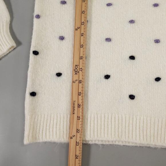 Loft Bobble Sweater Womens XXS Cream Gradient Polka Dot Knit Mock Neck 80s Retro - Picture 12 of 16
